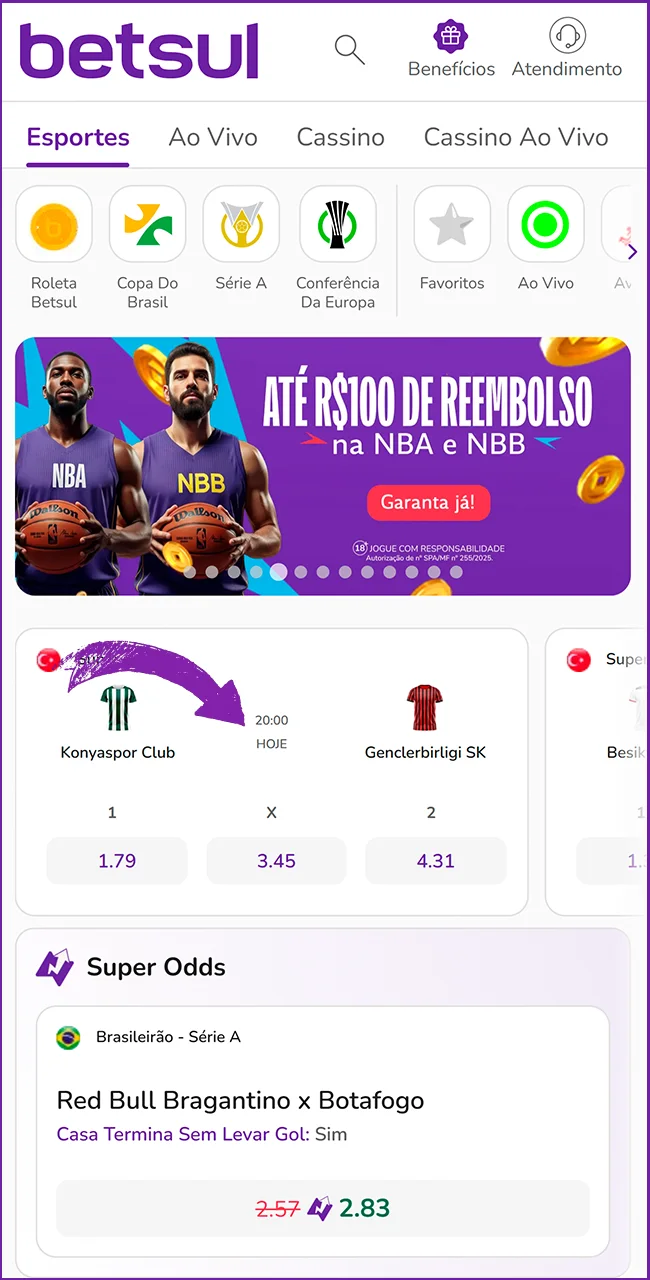Abra o app Betsul atualizado.