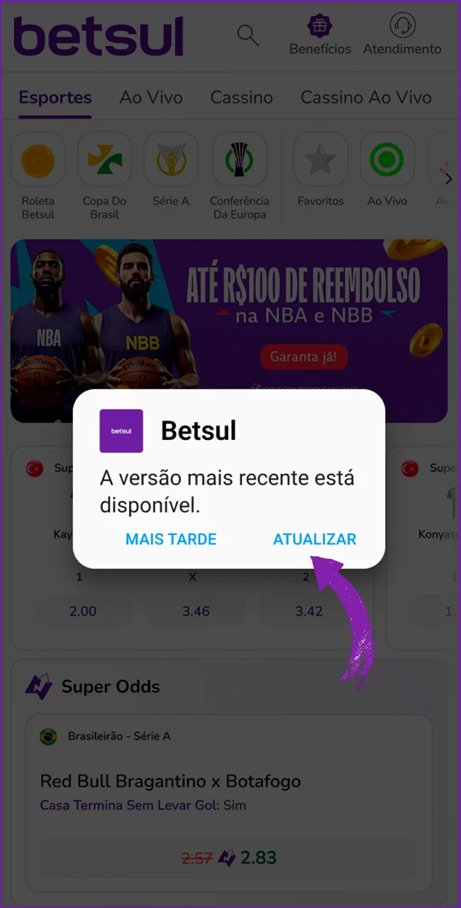 Instale o app oficial Betsul.