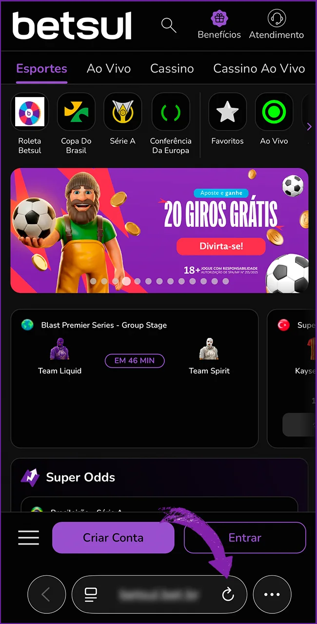 Atualize o web app Betsul.