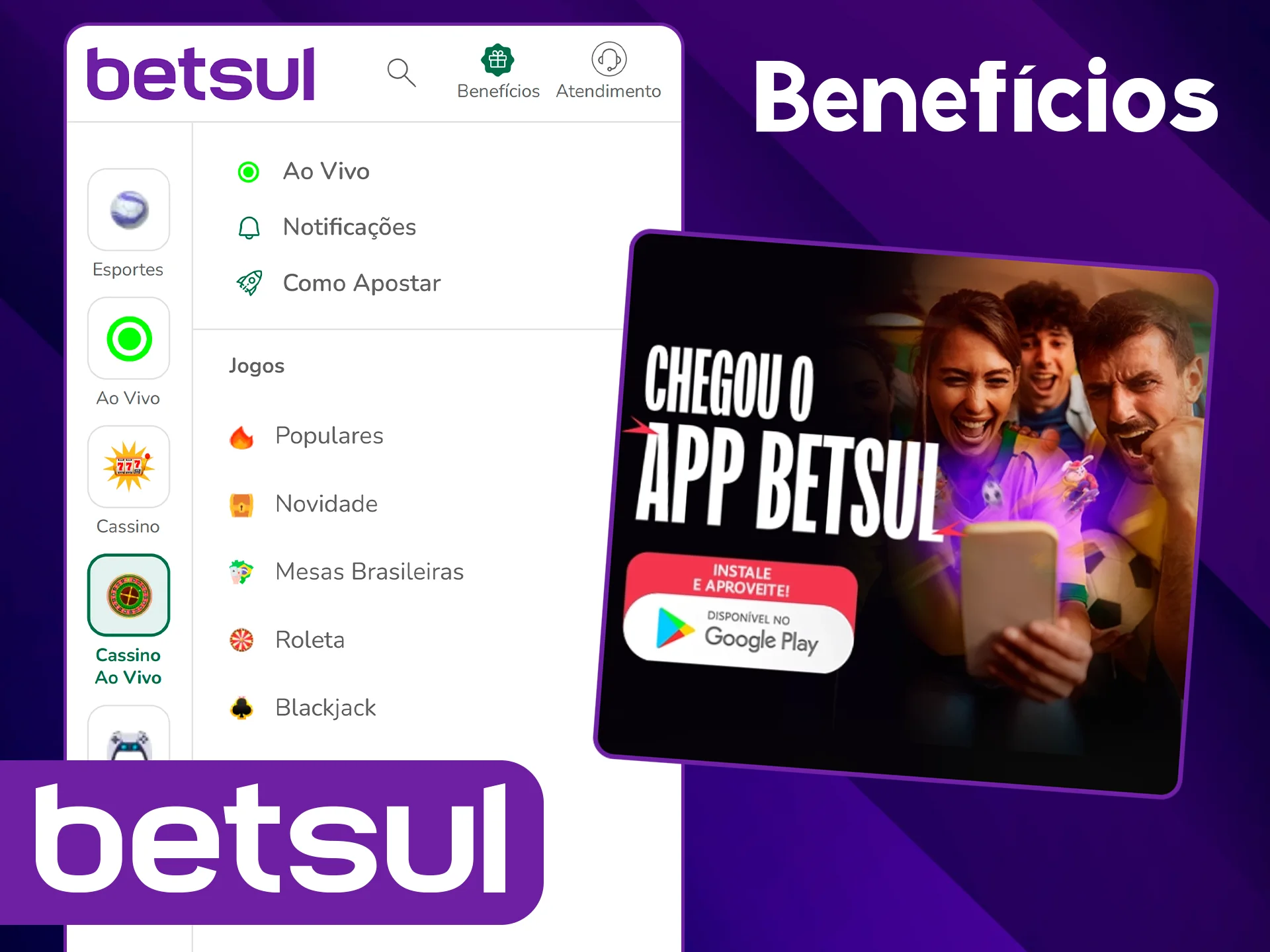 Veja vantagens do app oficial Betsul.