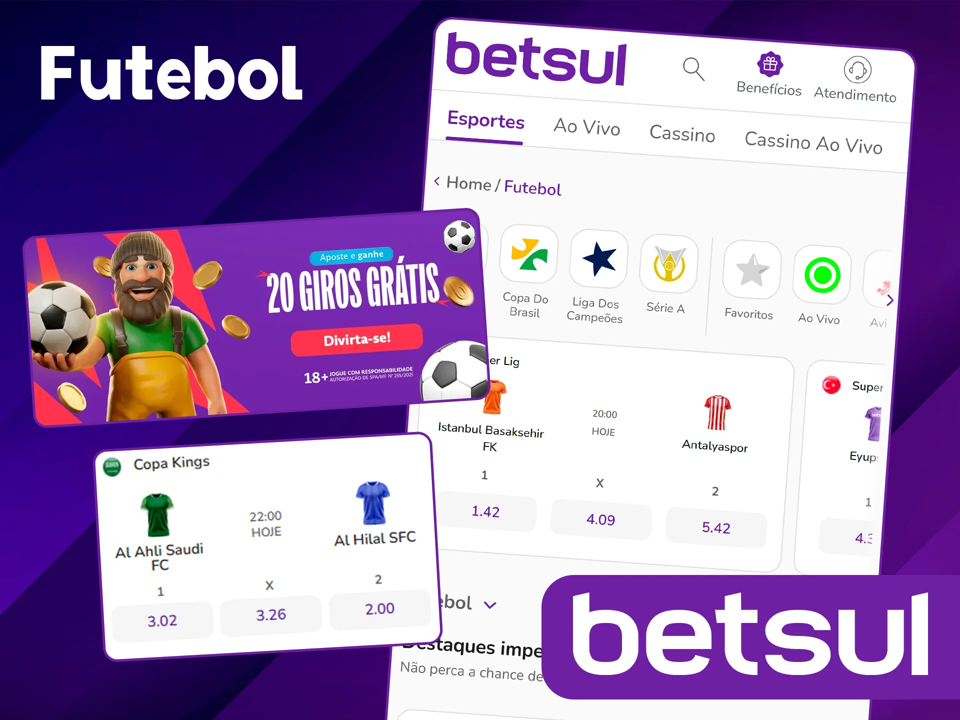 Aposte em futebol na Betsul.