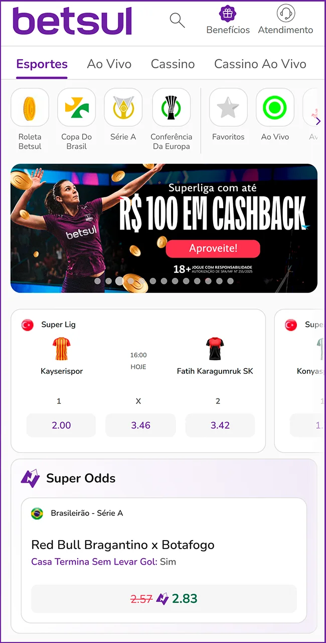 Abra o app da Betsul.