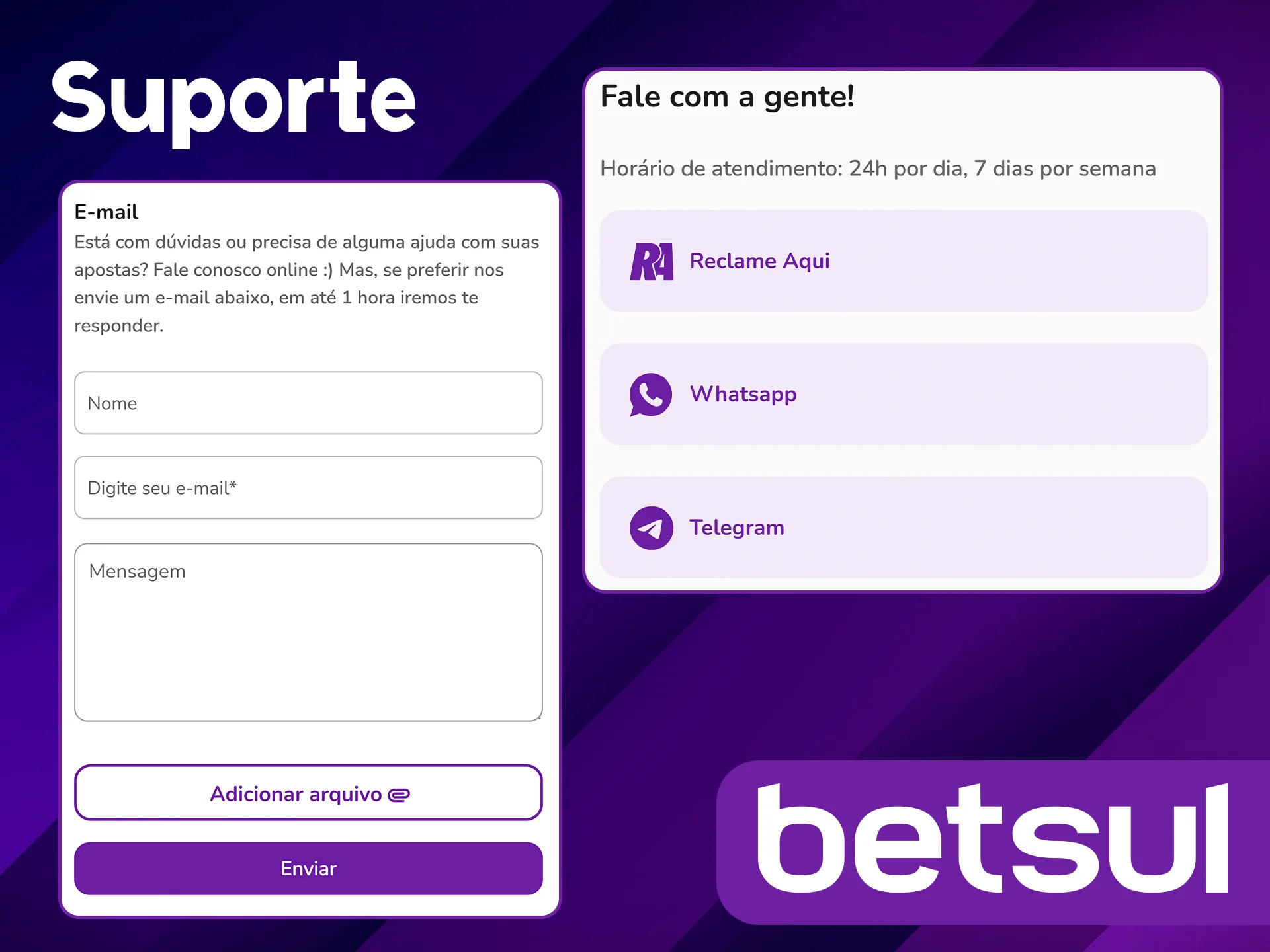 Fale com o suporte Betsul.
