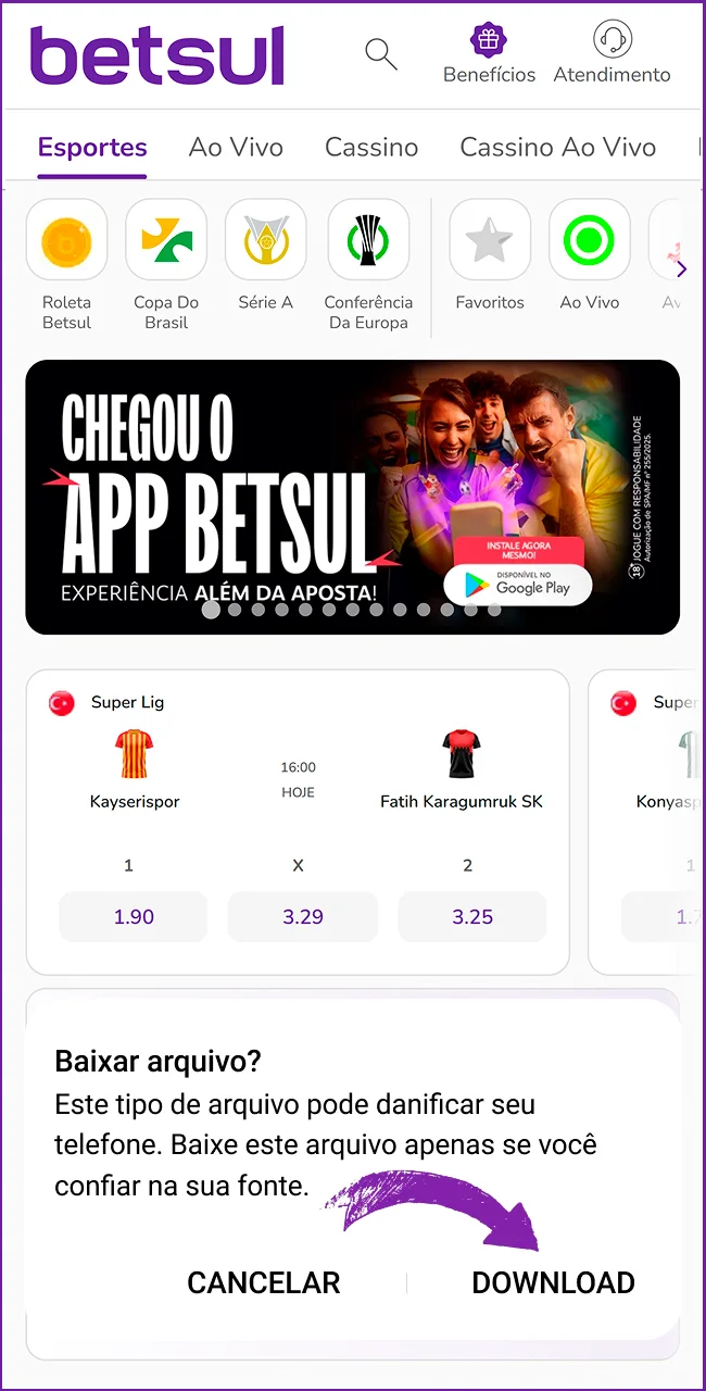 Abra o arquivo da Betsul.