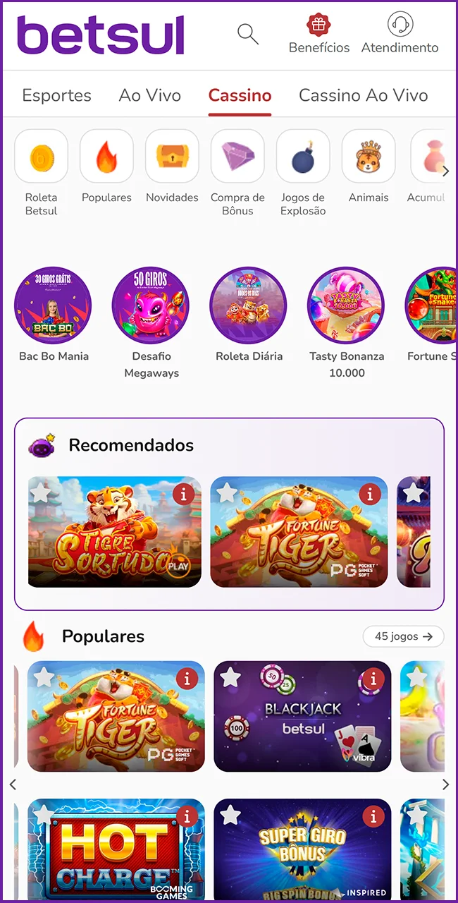 Jogue os melhores jogos na Betsul.