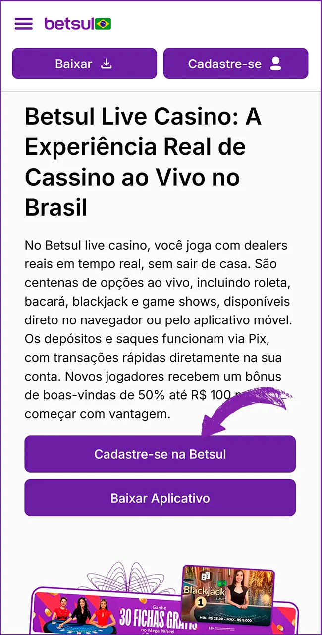 Clique e cadastre-se na Betsul agora.