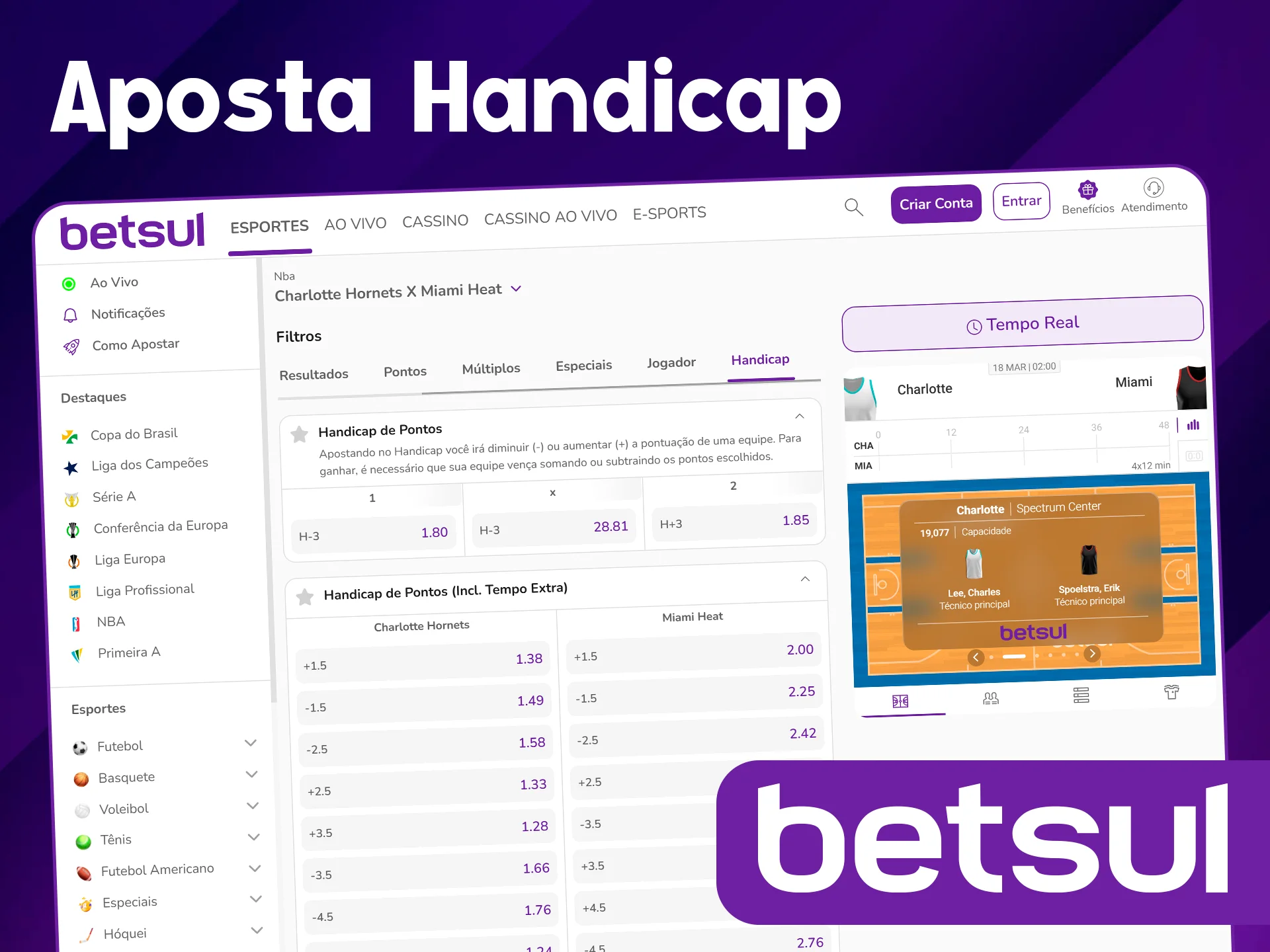 Tente aposta Handicap no site Betsul.