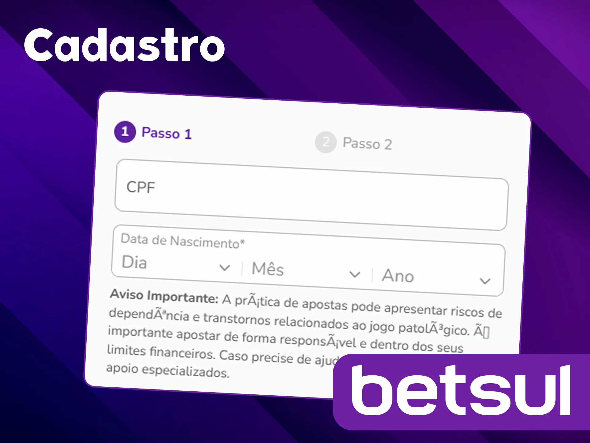 Faça seu cadastro na Betsul.