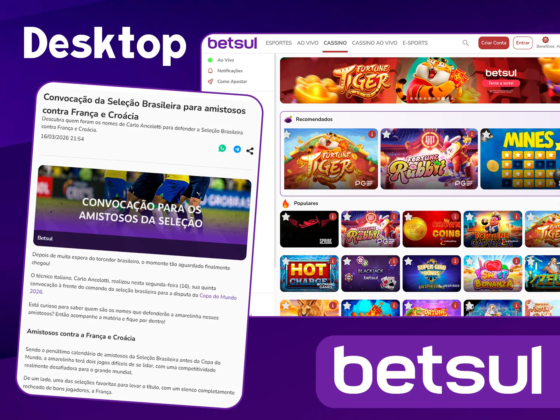 Aposte no PC com a Betsul.