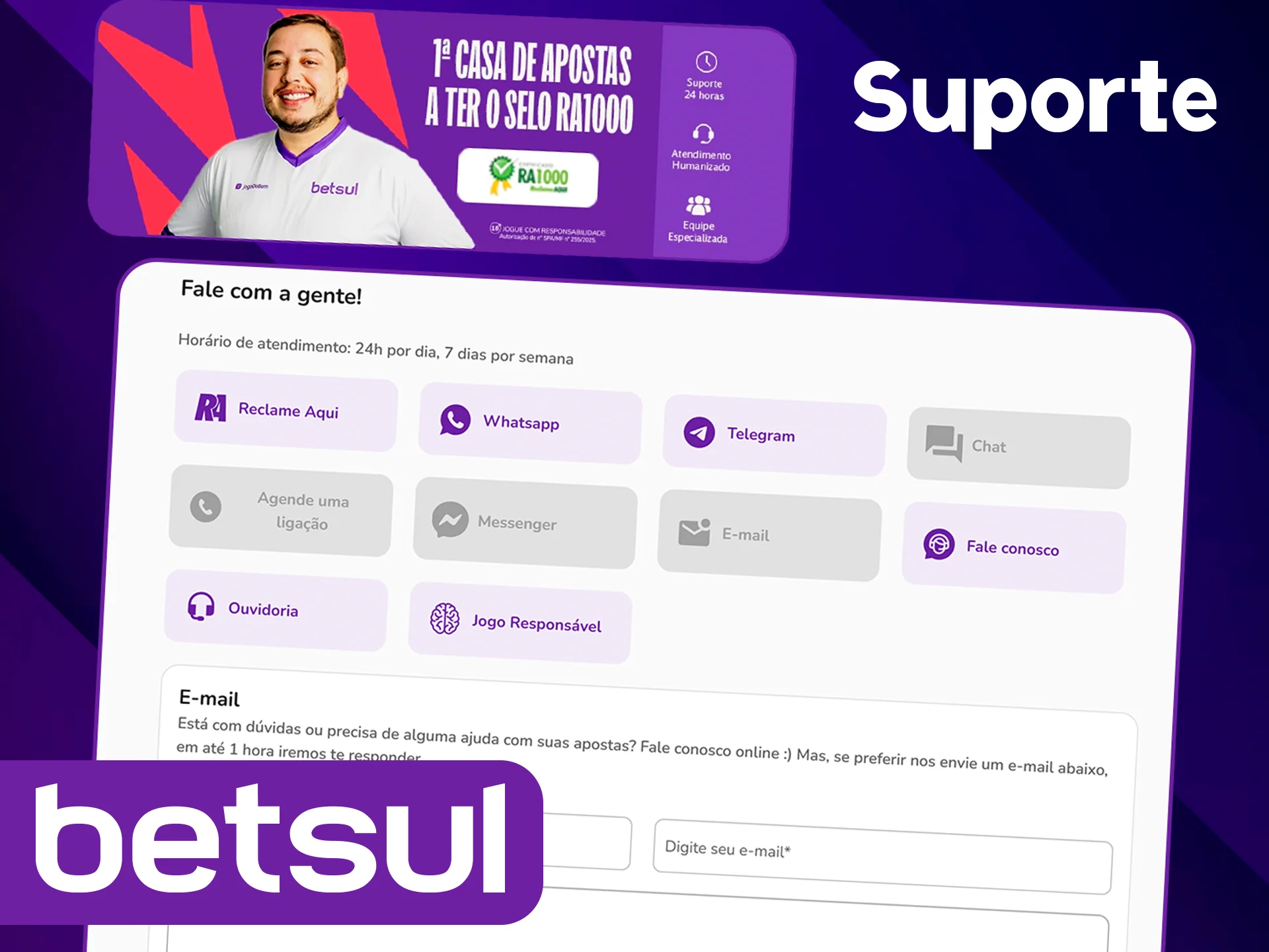Contate o suporte Betsul.