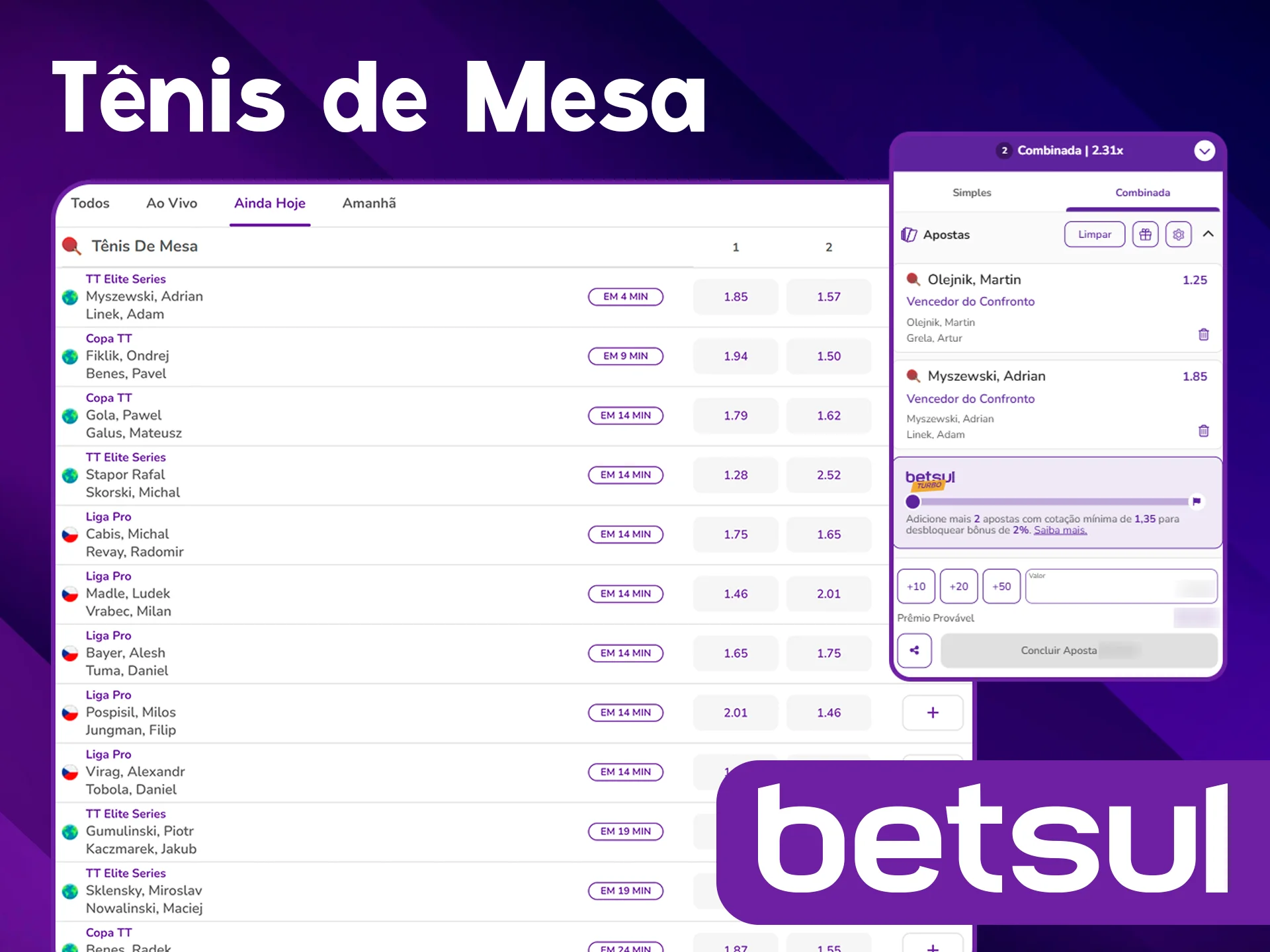 Jogue tênis de mesa na Betsul.