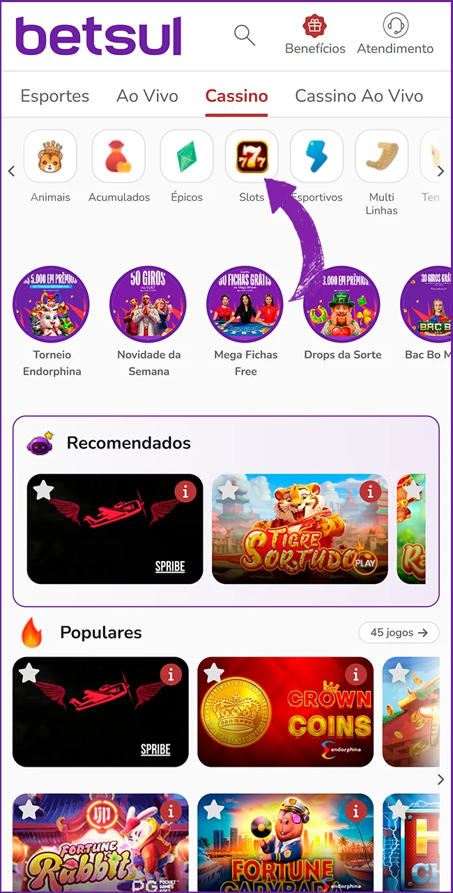 Acesse os slots da Betsul.
